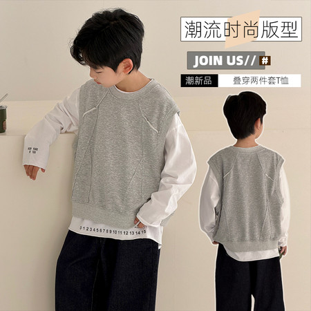 金多多&金多多&WSNCT3722叠穿两件套T恤