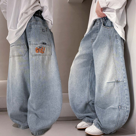 金多多&金多多&ZFCK2005黄色字母绣花牛仔裤