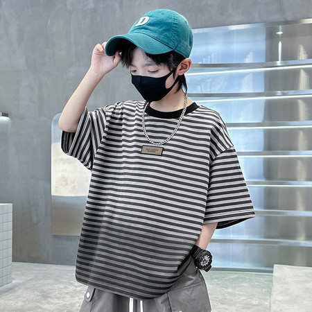 金多多&金多多&ZFXD2952渐变黑条纹短袖