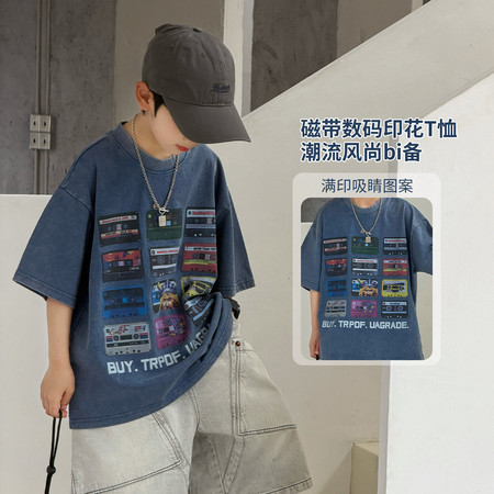 金多多&金多多&ZFXD2091磁带数码印花短袖T恤