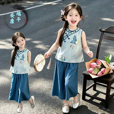 克拉树&克拉树&蓝色蝴蝶花汉服套装