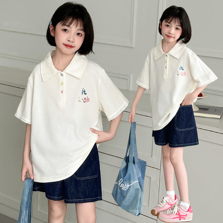 蓓蓓优童&蓓蓓优童&BB2508款POLO衫牛仔短裤套装