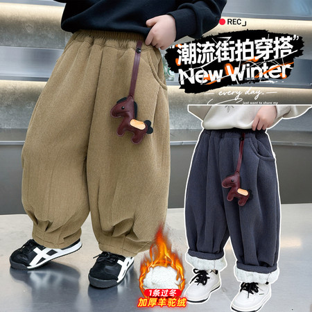 萌乐宝贝&萌乐宝贝&条绒挂件小皮马裤