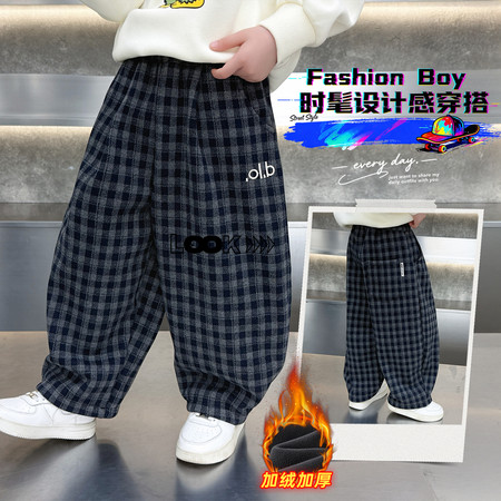 萌乐宝贝&萌乐宝贝&刺绣格子弯刀裤