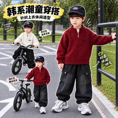 萌乐宝贝&萌乐宝贝&刺绣字母毛衣
