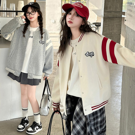 乐汐儿&乐汐儿&25002刺绣撞色棒球服