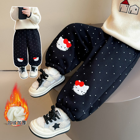 沐童小屋&沐童小屋&圆点猫咪加绒裤