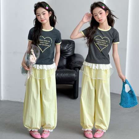 大妞小妞网供&大妞小妞网供&2609花边裤套装