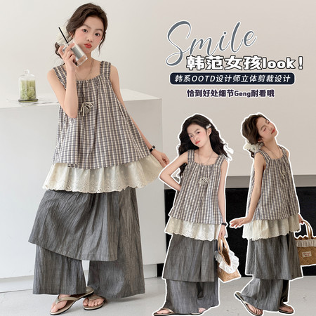 牧歌&牧歌&2611背带格子套装