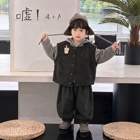唛哆哆&唛哆哆&2650条纹帽衫三件套