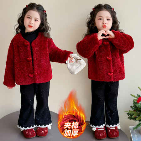 舒衣阁&舒衣阁&舒衣阁-毛毛衣拜年服三件套