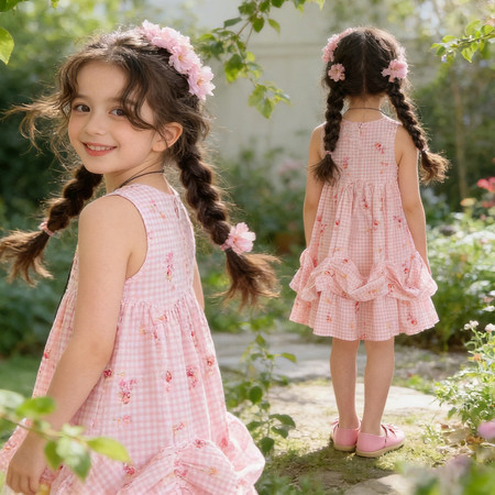 舒衣阁&舒衣阁&舒衣阁-粉色格子小猪连衣裙