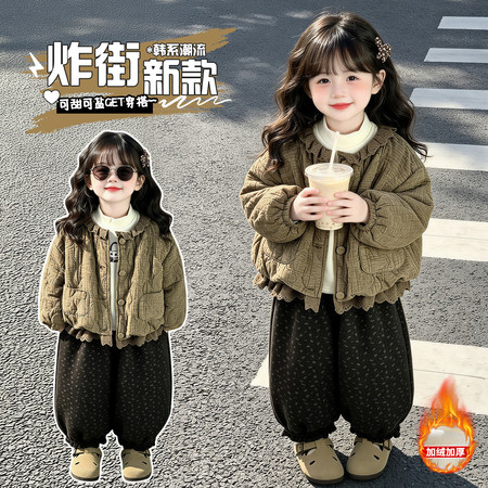 舒衣阁&舒衣阁&124款绗线蝴蝶夹棉碎花灯笼裤三件套