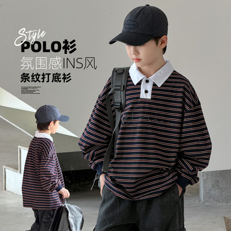 三右&三右&SY6827条纹POLO领长袖打底衫