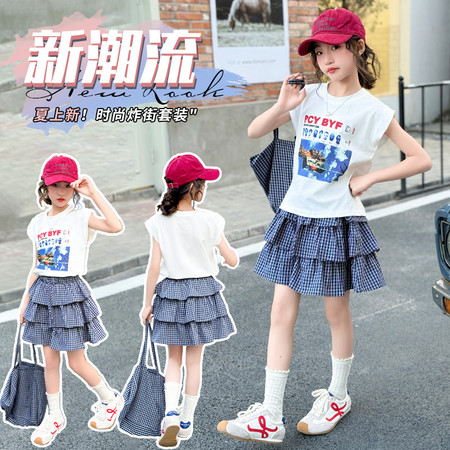 童都童装&童都童装&25-419款格子蛋糕裙套装