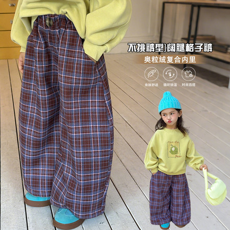 韩尚毛毛虫&韩尚毛毛虫&HS65537加绒格子裤