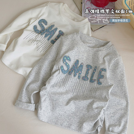 韩尚毛毛虫&韩尚毛毛虫&HS71128亮钻字母烫花T