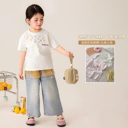 韩尚毛毛虫&韩尚毛毛虫&HS72296冰感加密彩色刺绣短袖