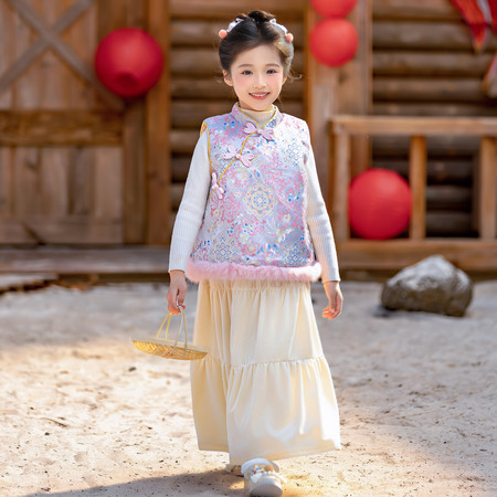 蜡笔泡泡&蜡笔泡泡&2583-3棉马夹粉紫