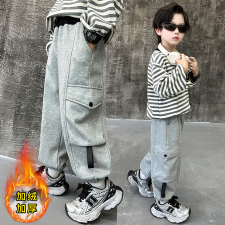 嘻嘻岛&嘻嘻岛&5032灰色工装卫裤