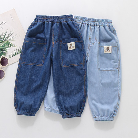 龙华童装&龙华童装&A16前袋小熊牛仔防蚊裤