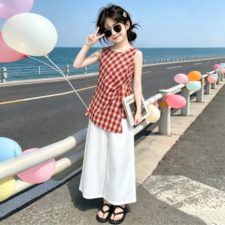 果媗&果媗&2630款格子无袖套装