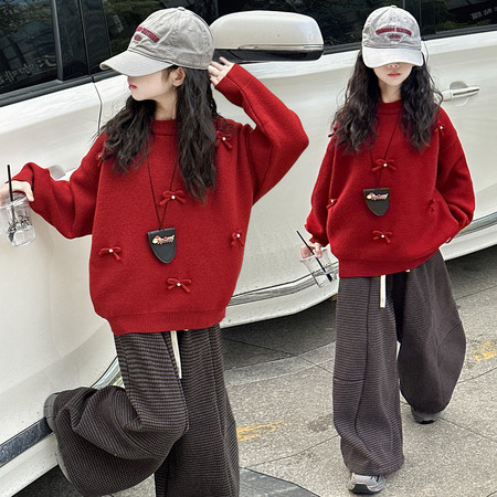 有果儿&有果儿&2672珍珠蝴蝶结毛衣