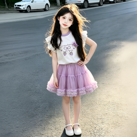 有果儿&有果儿&樱桃纱裙套紫色