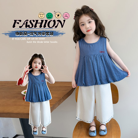 金鑫童装&金鑫童装&蓝色圆点套装