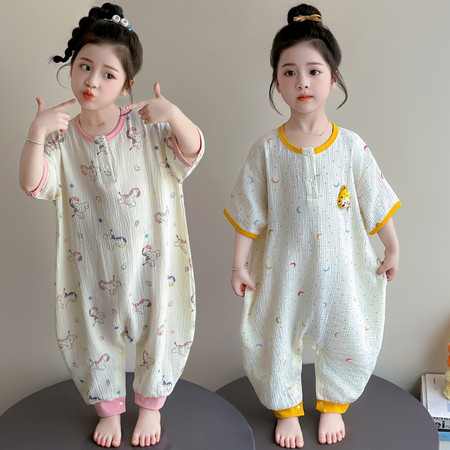 嘻哈萌宝&嘻哈萌宝&2621女童纱布七分袖连体衣