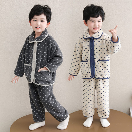 嘻哈萌宝&嘻哈萌宝&2631雪尼绒开衫小花套装