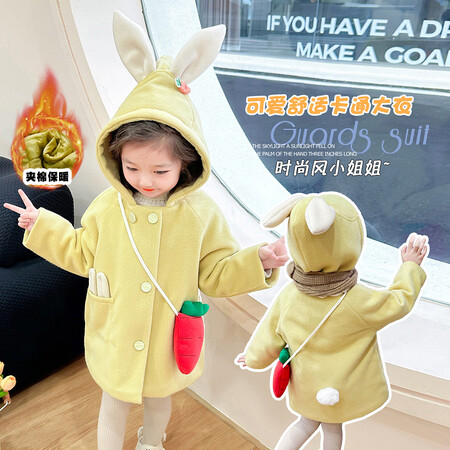 嘟丫丫童装&嘟丫丫童装&兔耳朵妮子大衣