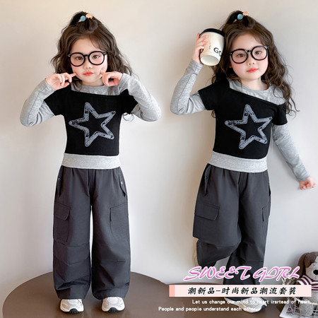 嘟丫丫童装&嘟丫丫童装&五角星工装套装