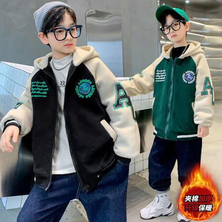 贝吉星&贝吉星&男童加厚连帽棒球服