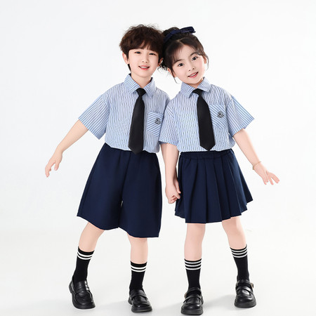 贝菈童品&贝菈童品&贝菈条纹学院风男女童套装