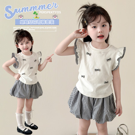 泡芙酱&泡芙酱&LZ蝴蝶结花苞裤套装