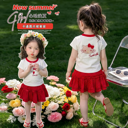 佑佑家&佑佑家&圆点花边裙套装