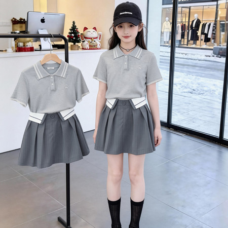 可甜可颜&可甜可颜&KK183款-竖条短裙套装