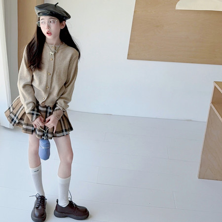 可优kids&可优kids&可优Q2611款女童学院风套装燕麦针织开
