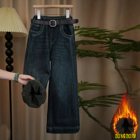 柚维萌&柚维萌&2色牛仔直筒裤