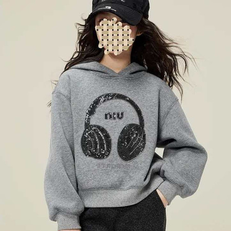 焱婷优品&焱婷优品&绣花亮片连帽加绒卫衣