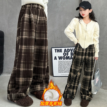 聪明兔&聪明兔&C828-1羊驼绒格子裤