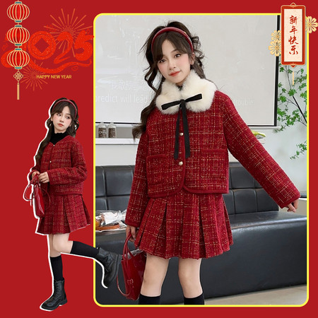 摩咔贝贝&摩咔贝贝&大毛领小香风套装