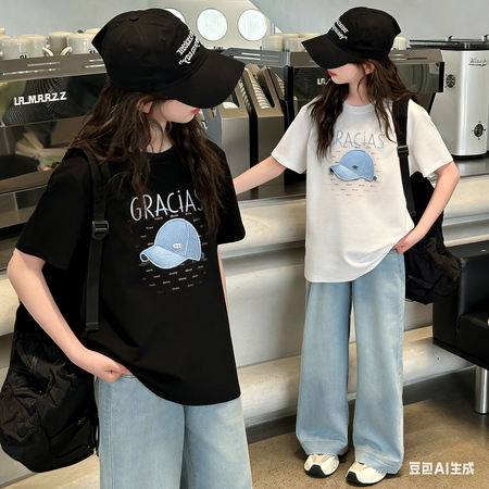 童丰年童话&童丰年童话&女童26A101夏款帽子体恤