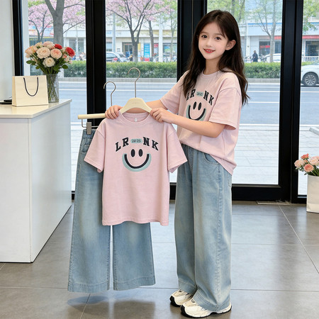 童丰年童话&童丰年童话&女童26A103笑脸体恤套装