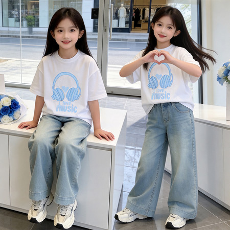 童丰年童话&童丰年童话&女童26A0105耳机体恤套装