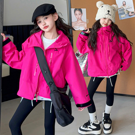 子诺服饰&子诺服饰&2586款玫红冲锋衣外套