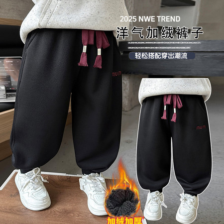 可可鹿&可可鹿&M字母加绒裤模特图