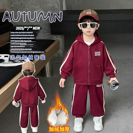 可可鹿&可可鹿&织带加绒套装模特图