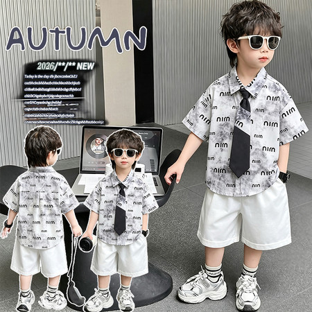 可可鹿&可可鹿&灰nn字母衬衣三件套mt